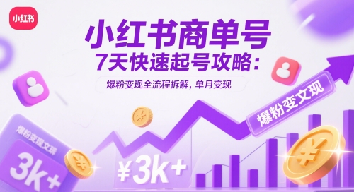 小红书商单号7天快速起号攻略：爆粉变现全流程拆解，单月变现3k+星浩好项目网-专注分享网络创业项目落地实操课程 – 全网首发_高质量创业项目输出星浩好项目网