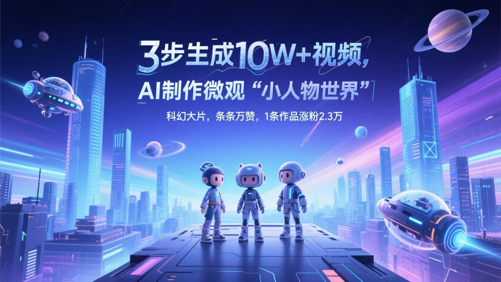 三步生成10W+视频，AI制作微观“小人物世界”科幻大片，条条万赞，1条作品涨粉2.3万星浩好项目网-专注分享网络创业项目落地实操课程 – 全网首发_高质量创业项目输出星浩好项目网