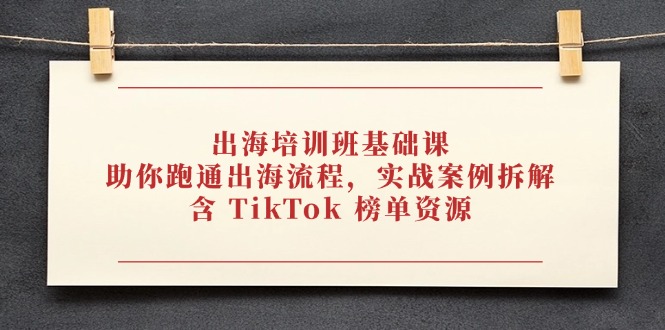 出海培训班基础课，助你跑通出海流程，实战案例拆解，含 TikTok 榜单资源星浩好项目网-专注分享网络创业项目落地实操课程 – 全网首发_高质量创业项目输出星浩好项目网